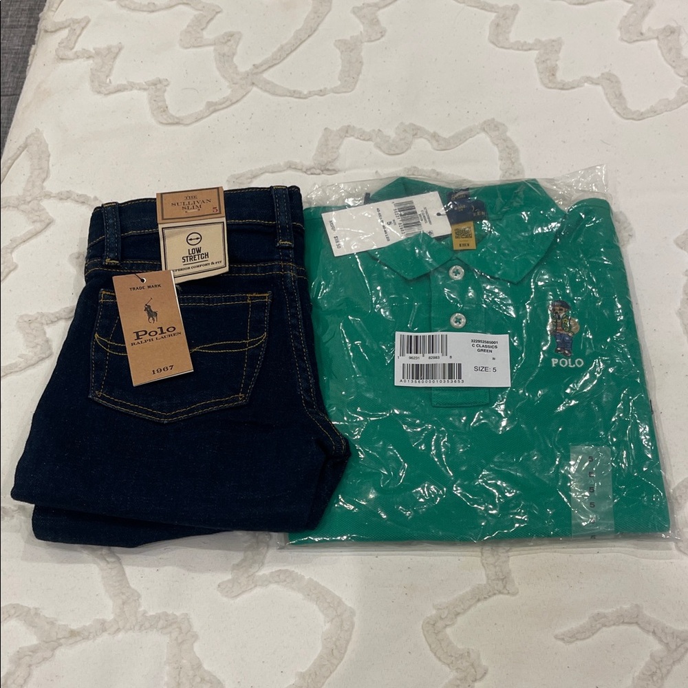 Polo by Ralph Lauren Green and Navy Kids Matching Set